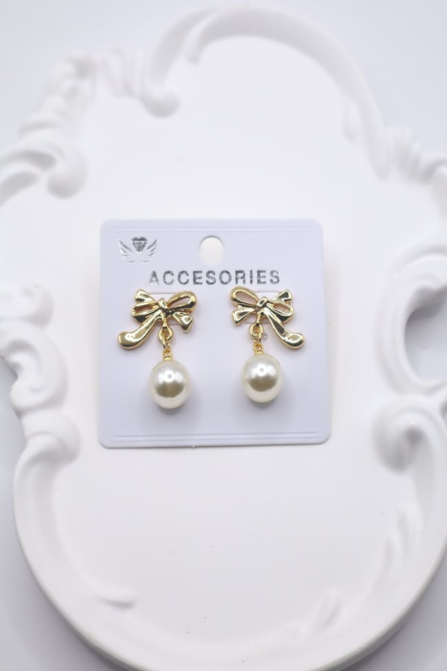 Kadın Küpe Kurdele Sallantı İnci 3cm Küpe
