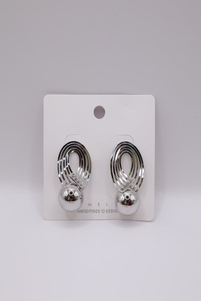 Kadın Küpe Özel Seri Katman Şerit 4 cm Topçuk Küpe