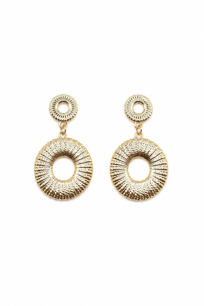 Kadın Küpe Vintage İşleme Sallantı İki Yuvarlak 4cm Küpe