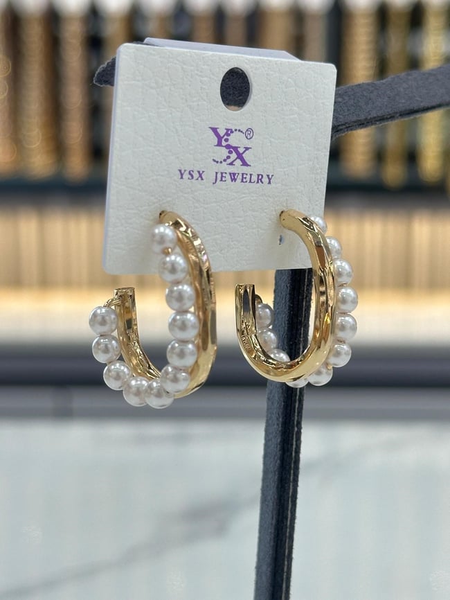Kadın Küpe YSX Seri Yarım Halka İnci Kararmaz Küpe