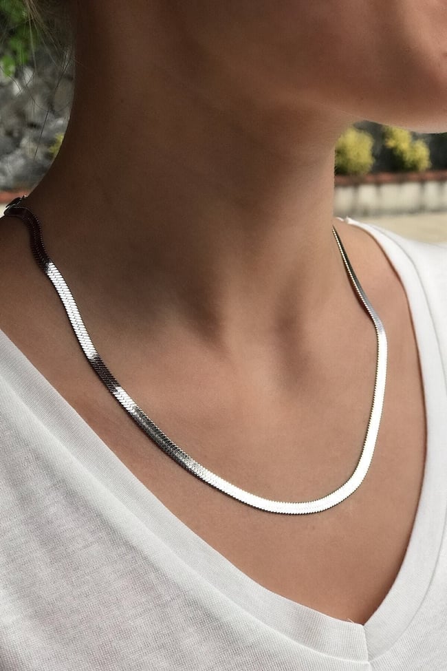 Kadın Yüksek Kalite Çelik İtalyan Zincir Kolye 45cm