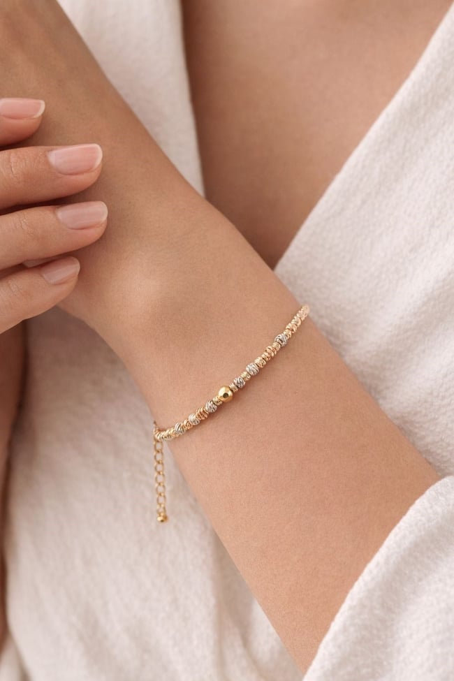 Kadın14k Altın Renk Moda Dorika Işıltısı Renk Detay Bileklik