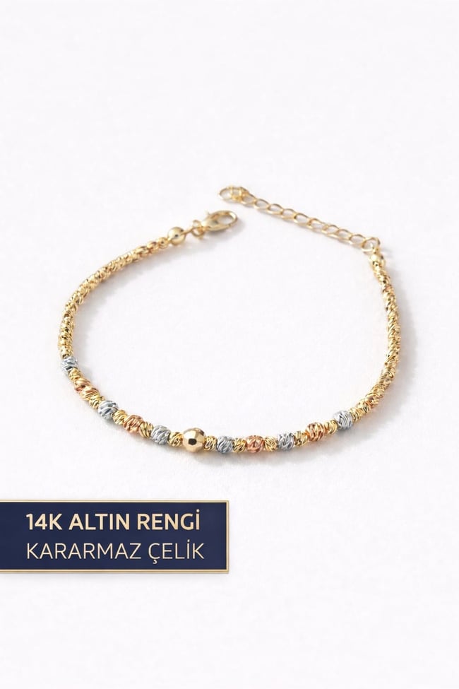 Kadın14k Altın Renk Moda Dorika Işıltısı Renk Detay Bileklik