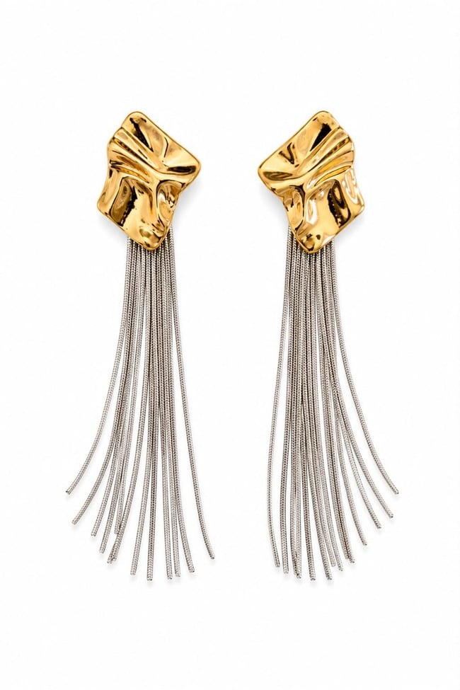 Soyut Metalik Tassel Küpe