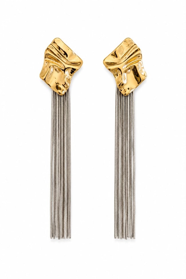 Soyut Metalik Tassel Küpe
