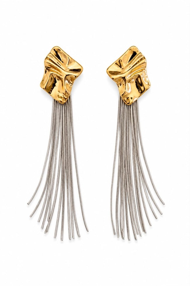Soyut Metalik Tassel Küpe