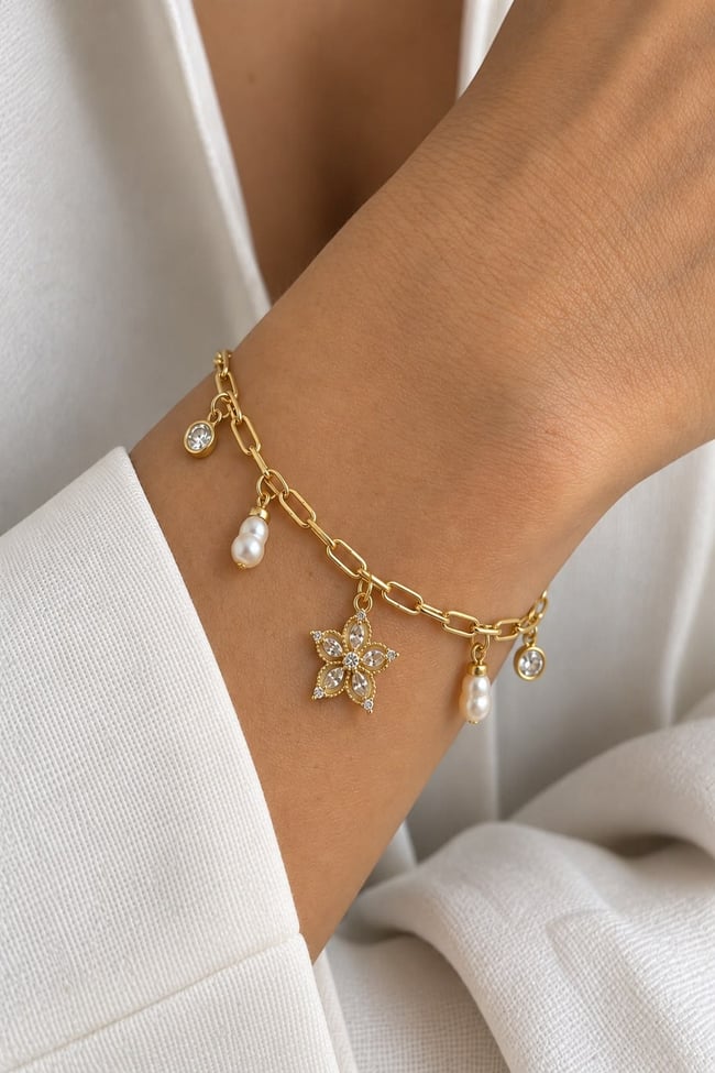 YSX Yıldız Çiçeği İnci Charm Bileklik