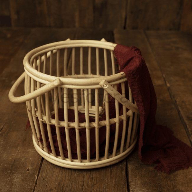 Rattan Yuvarlak Kulplu Sepet