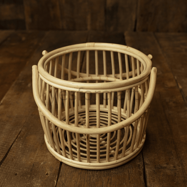 Rattan Yuvarlak Kulplu Sepet