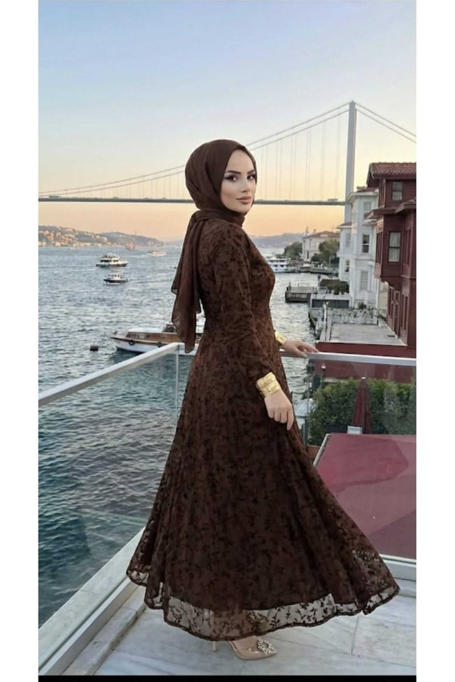 Kadın kadife Baskılı Astarlı Uzun şık Abiye Elbise,günlük elbise