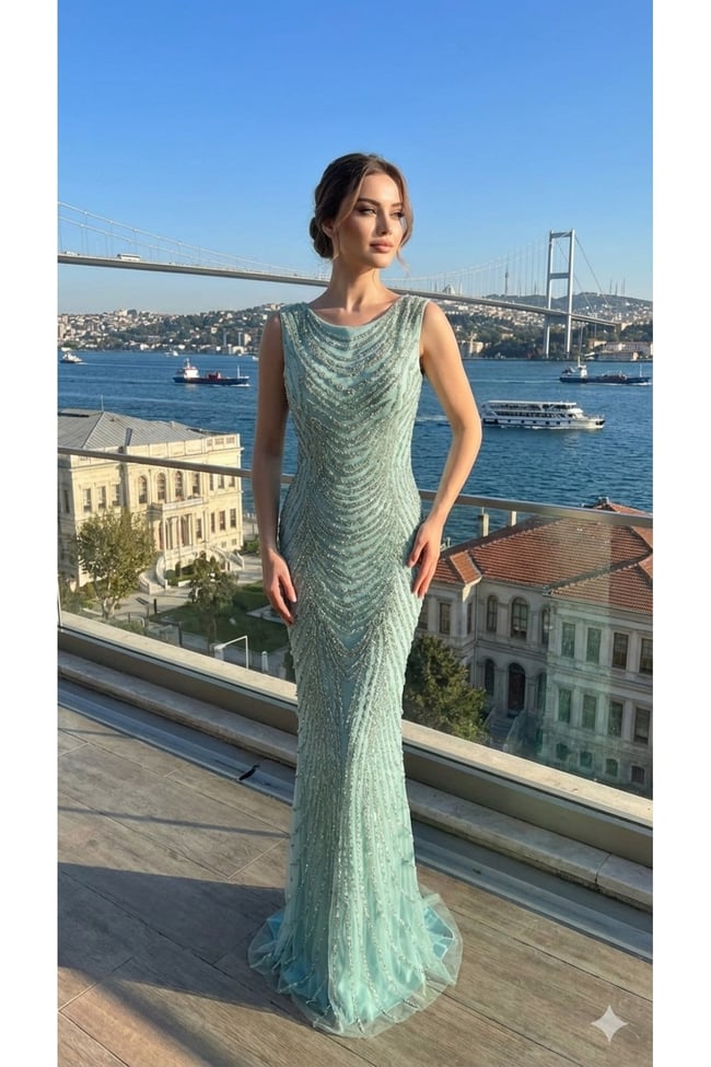 Kristal Taş ve payet İşlemeli baskılı vücudu saran kuruklu Özel Seri Gece Elbisesi,abiye elbise