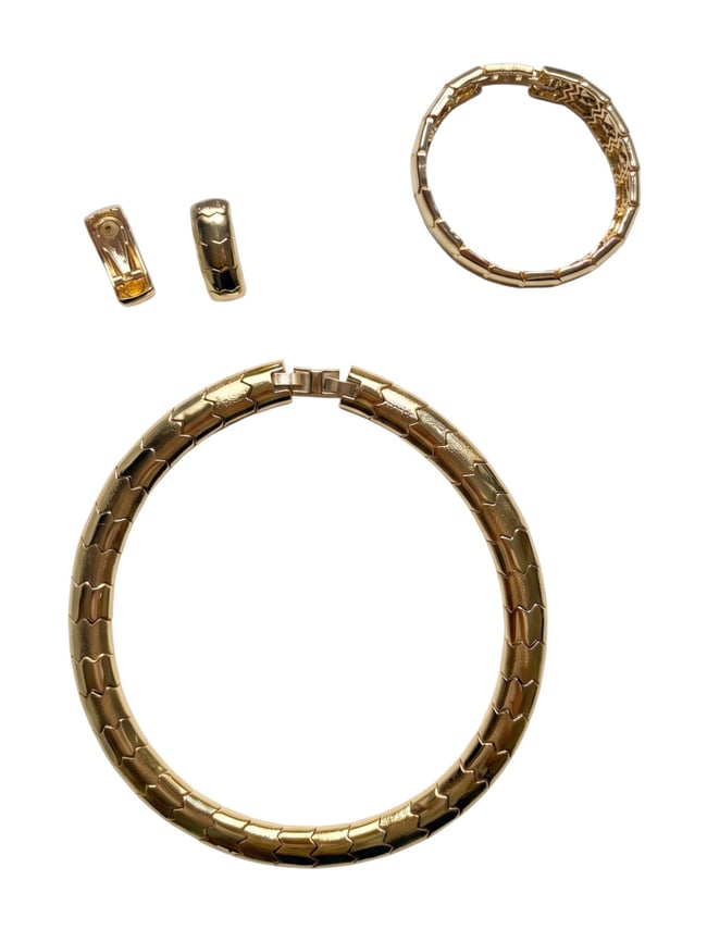 Paris Serisi - Gold Zikzak Kolye Küpe Bileklik Set