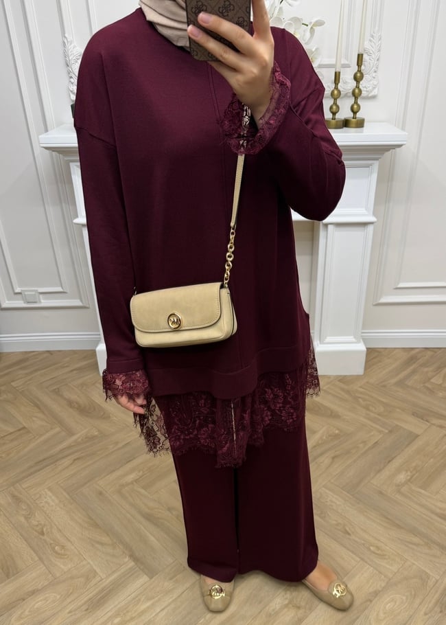 Layla Merserize Takım Bordo