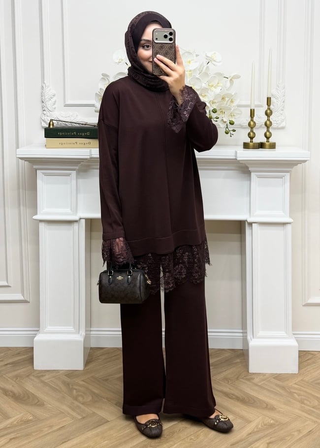 Layla Merserize Takım Kahverengi