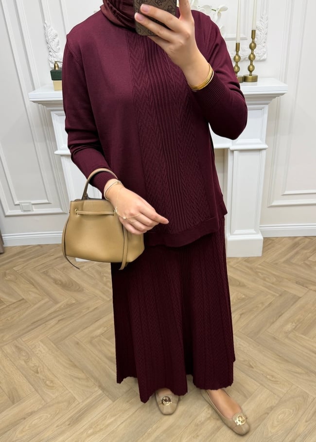 Luvena Merserize Etekli Takım Bordo