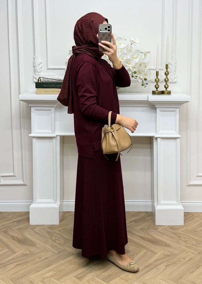Luvena Merserize Etekli Takım Bordo