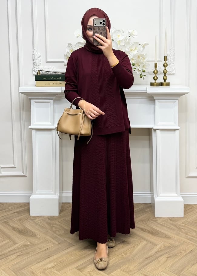 Luvena Merserize Etekli Takım Bordo