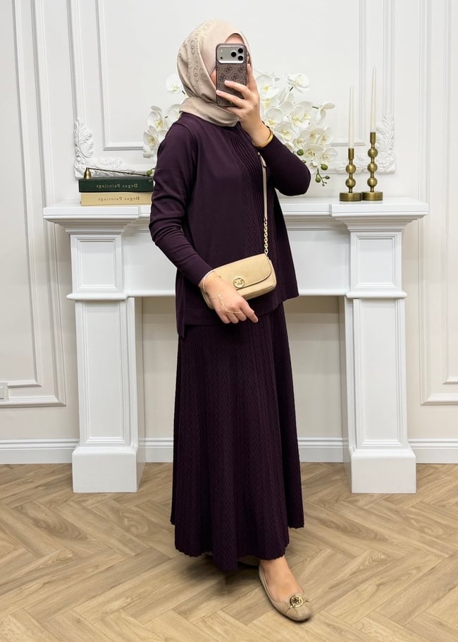 Luvena Merserize Etekli Takım Mürdüm