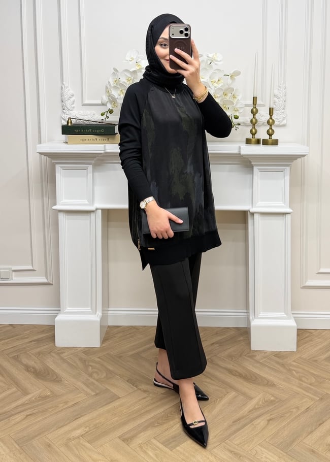 Maya Qupra Merserize Tunik | Siyah