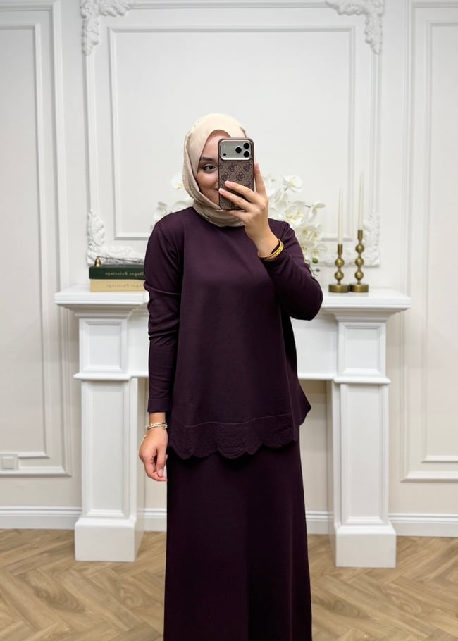 Mayla Merserize Etekli Takım Mürdüm
