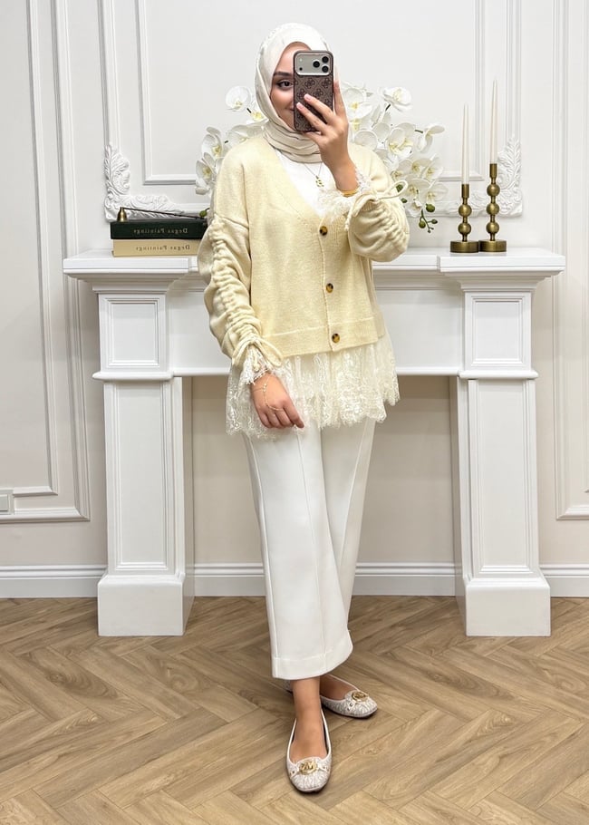 Melissa Dantelli Hırka Ekru