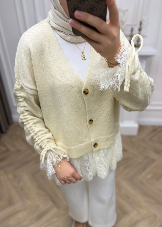 Melissa Dantelli Hırka Ekru