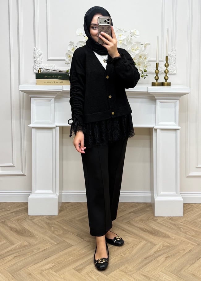 Melissa Dantelli Hırka Siyah