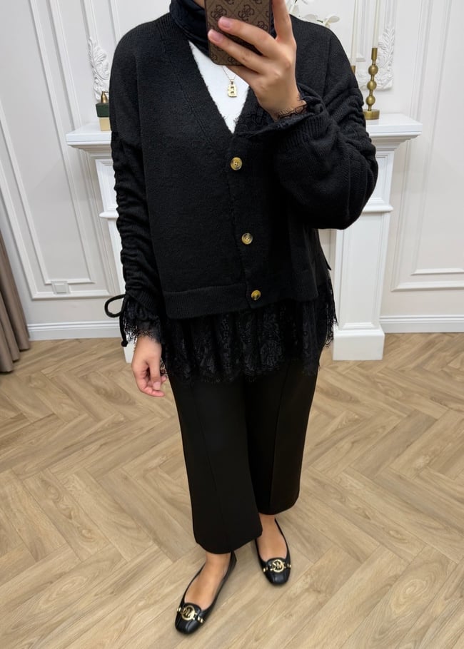 Melissa Dantelli Hırka Siyah