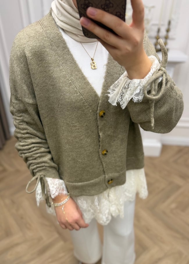 Melissa Dantelli Hırka Vizon