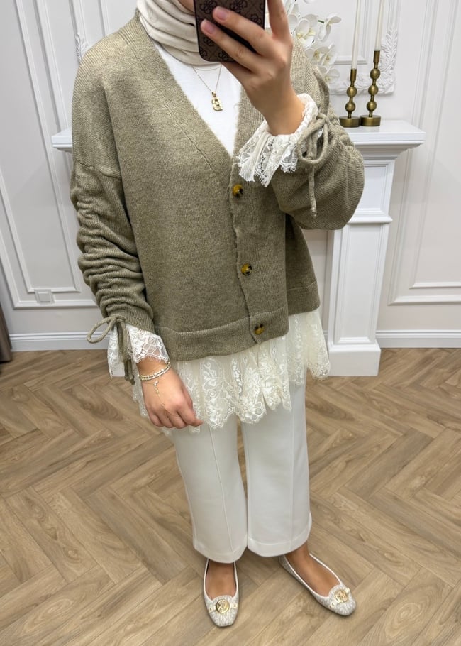 Melissa Dantelli Hırka Vizon