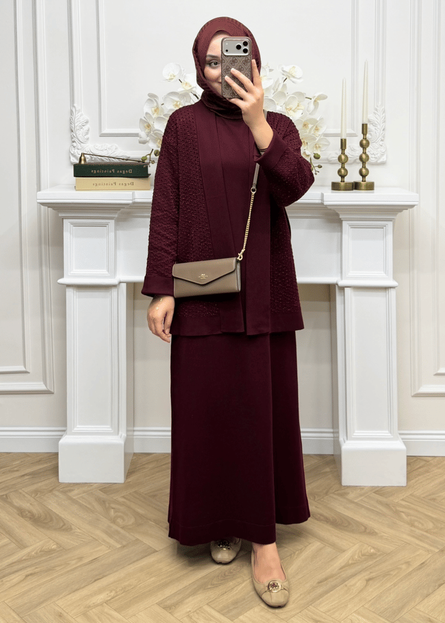Royal Simli Merserize Takım | Bordo