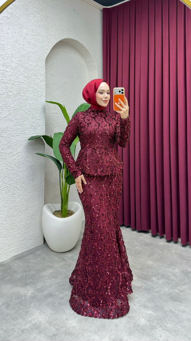 Afrodit Balık Abiye 1022 Bordo