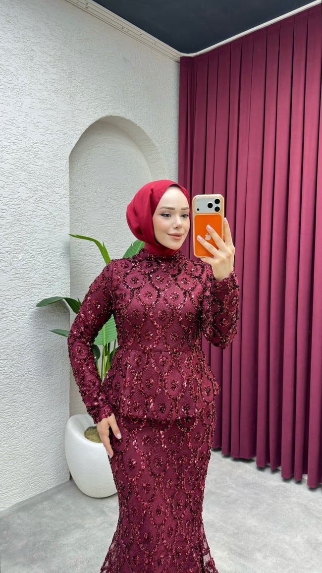 Afrodit Balık Abiye 1022 Bordo