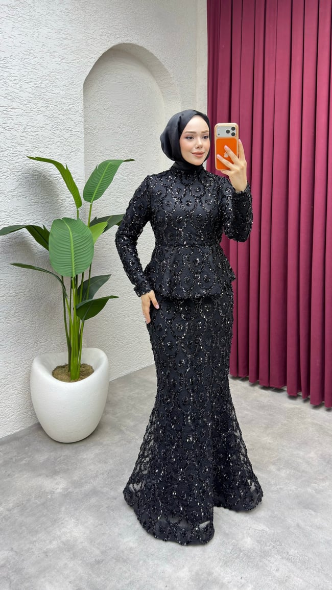 Afrodit Balık Abiye 1022 Siyah