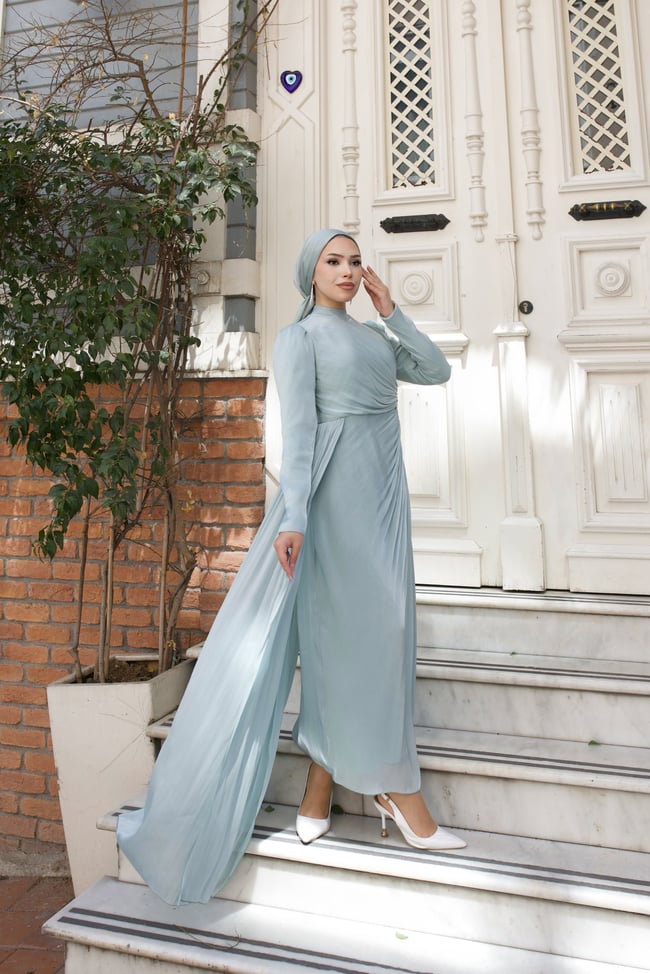 Ahu Beli Taşlı Janjan Abiye 8082 Mint