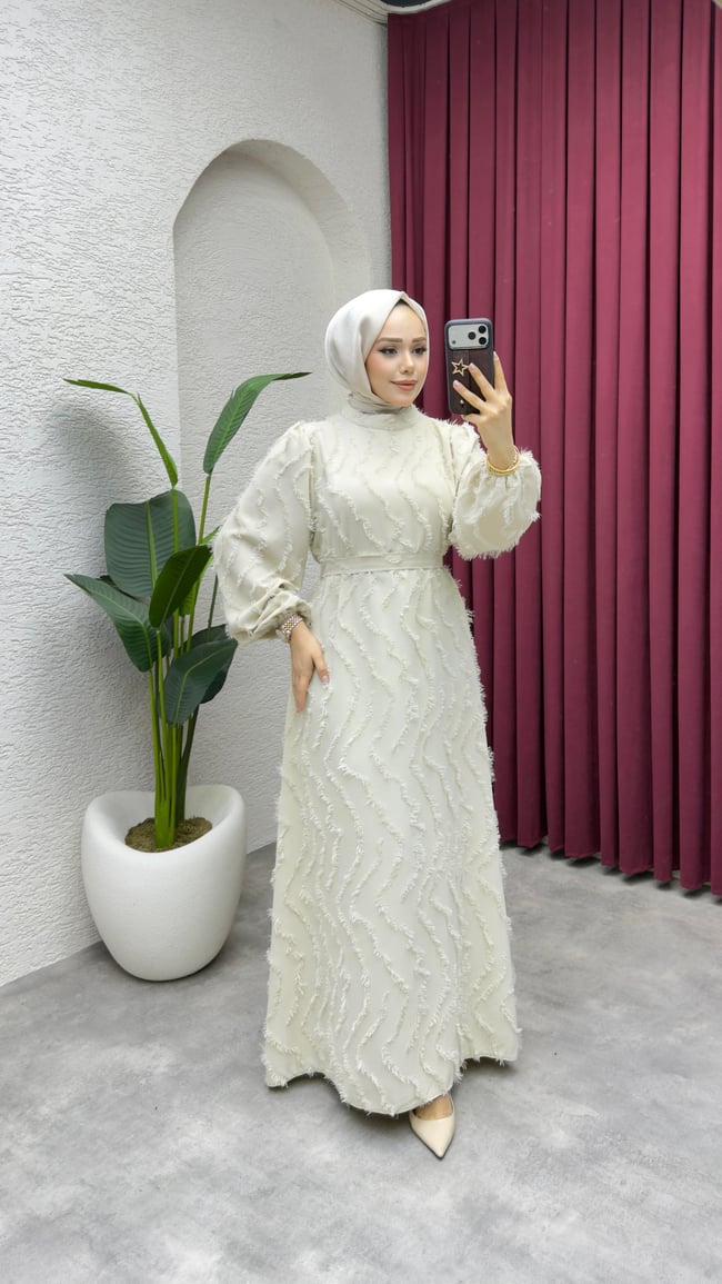 Eliza Püsküllü Elbise 6227 Taş