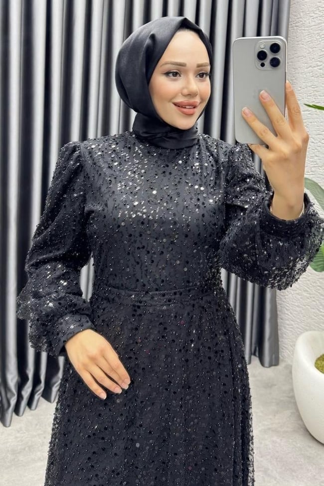 Maral Pullu Abiye 6653 Siyah