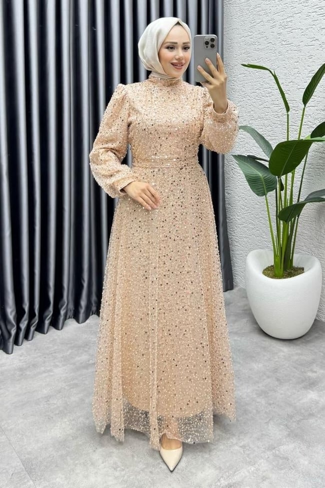 Maral Pullu Abiye 6653 Vizon