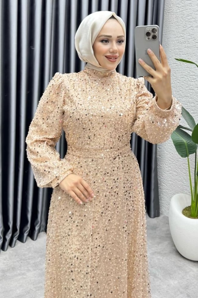 Maral Pullu Abiye 6653 Vizon