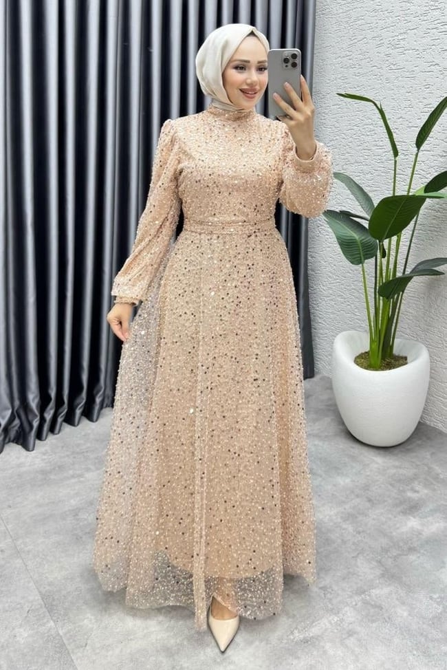 Maral Pullu Abiye 6653 Vizon