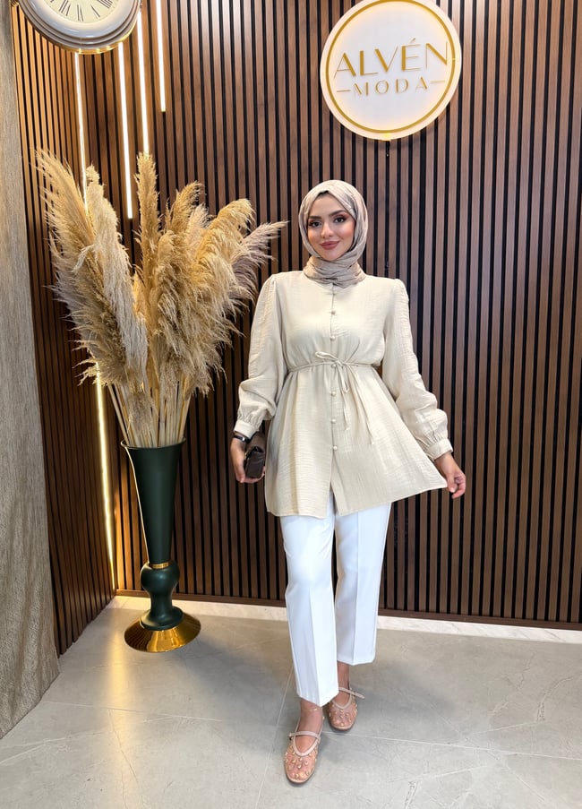 Arel Müslin Kumaş Tunik | Bej