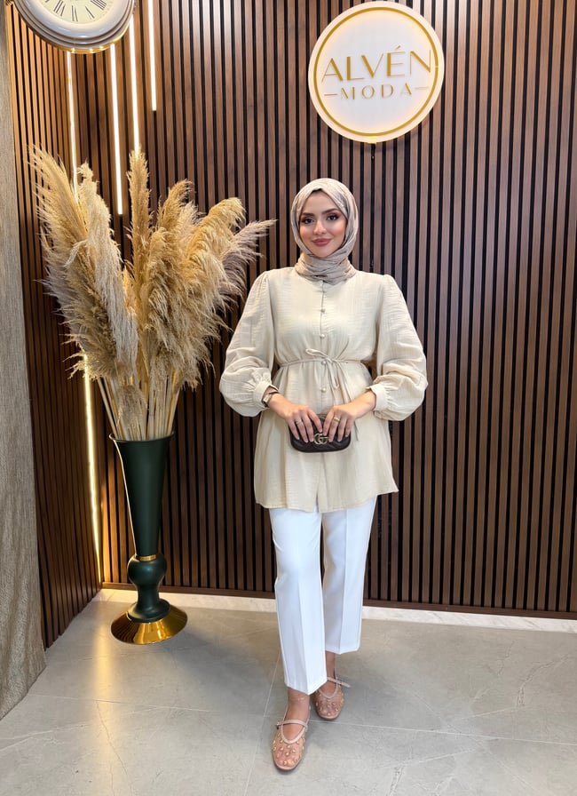 Arel Müslin Kumaş Tunik | Bej
