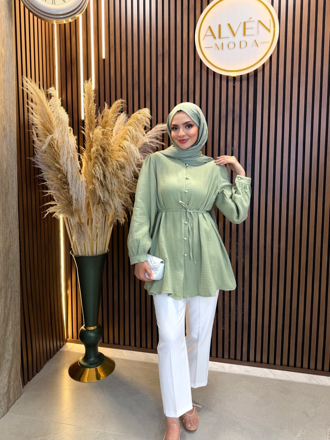 Arel Müslin Kumaş Tunik | Mint
