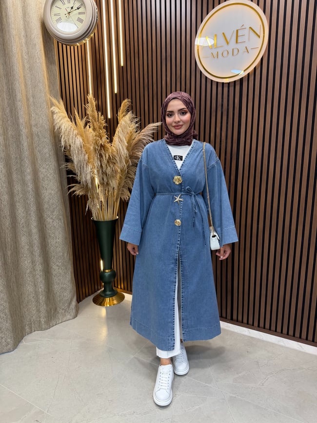 Arla Broş Detaylı Denim Kap | Mavi