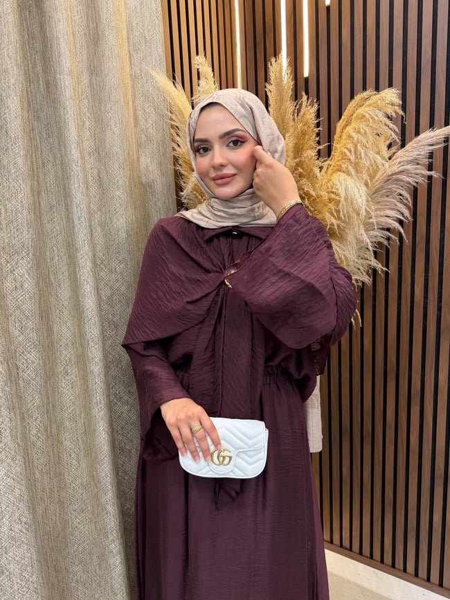 Elin Pelerin Detaylı Broşlu 3 lü Takım | Mürdüm