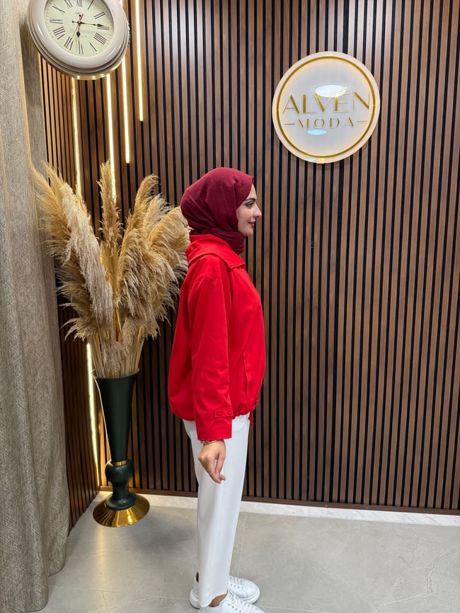 Elna Spor Astarlı Trenç | Kırmızı