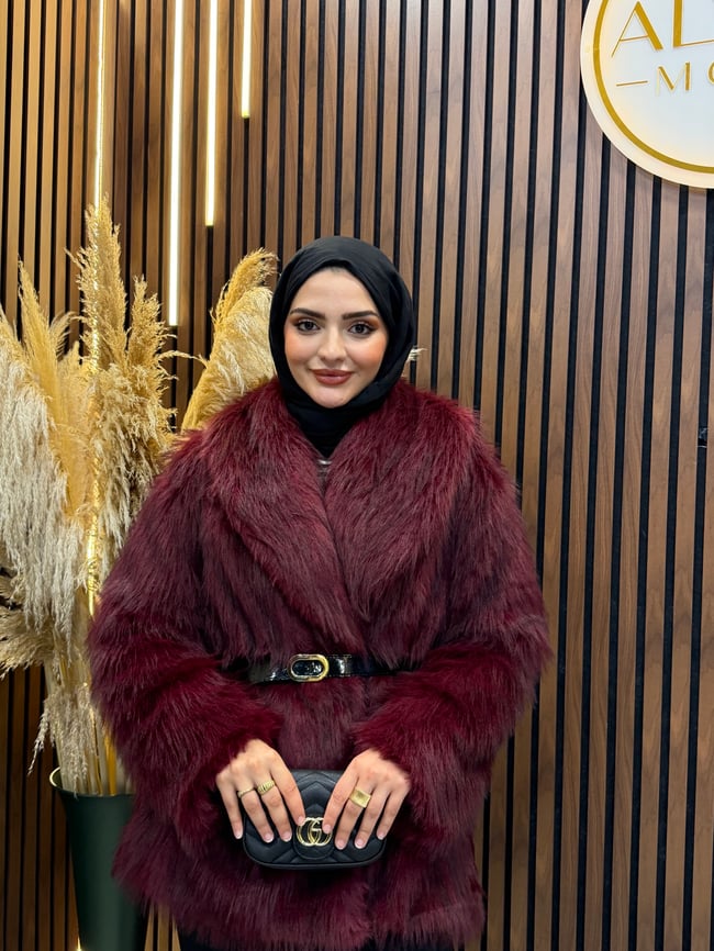 RALİA Premium Kalite Ekstra Dolgun Astarlı Kürk | Bordo