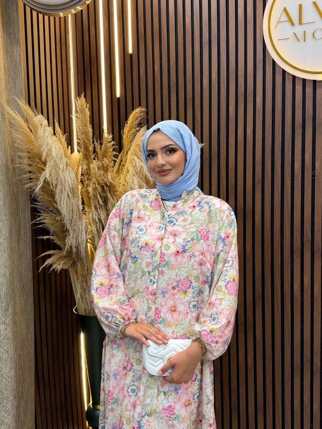Reya Modal Desenli Salaş Elbise | Flower Mix
