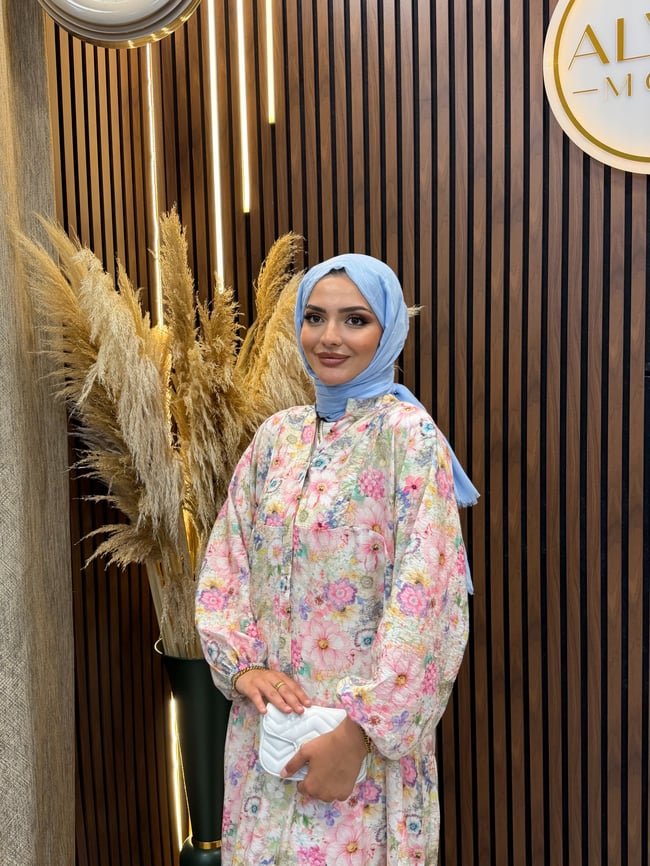 Reya Modal Desenli Salaş Elbise | Flower Mix