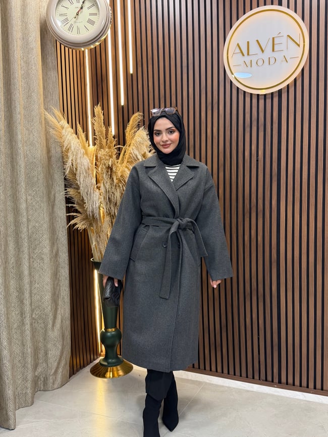 TİA Premium Astarlı Oversize Kaban  | Antrasit